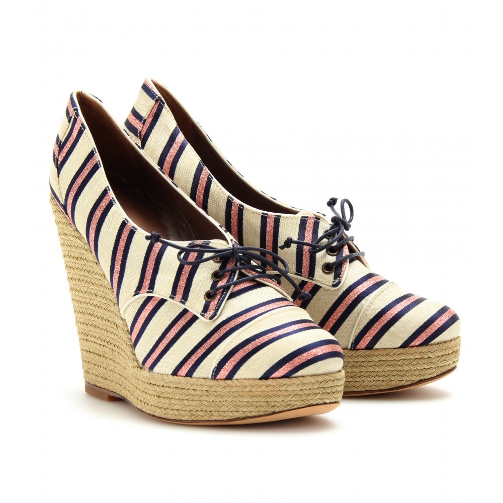 Tabitha Simmons Stripe Oxford Wedge Espadrille